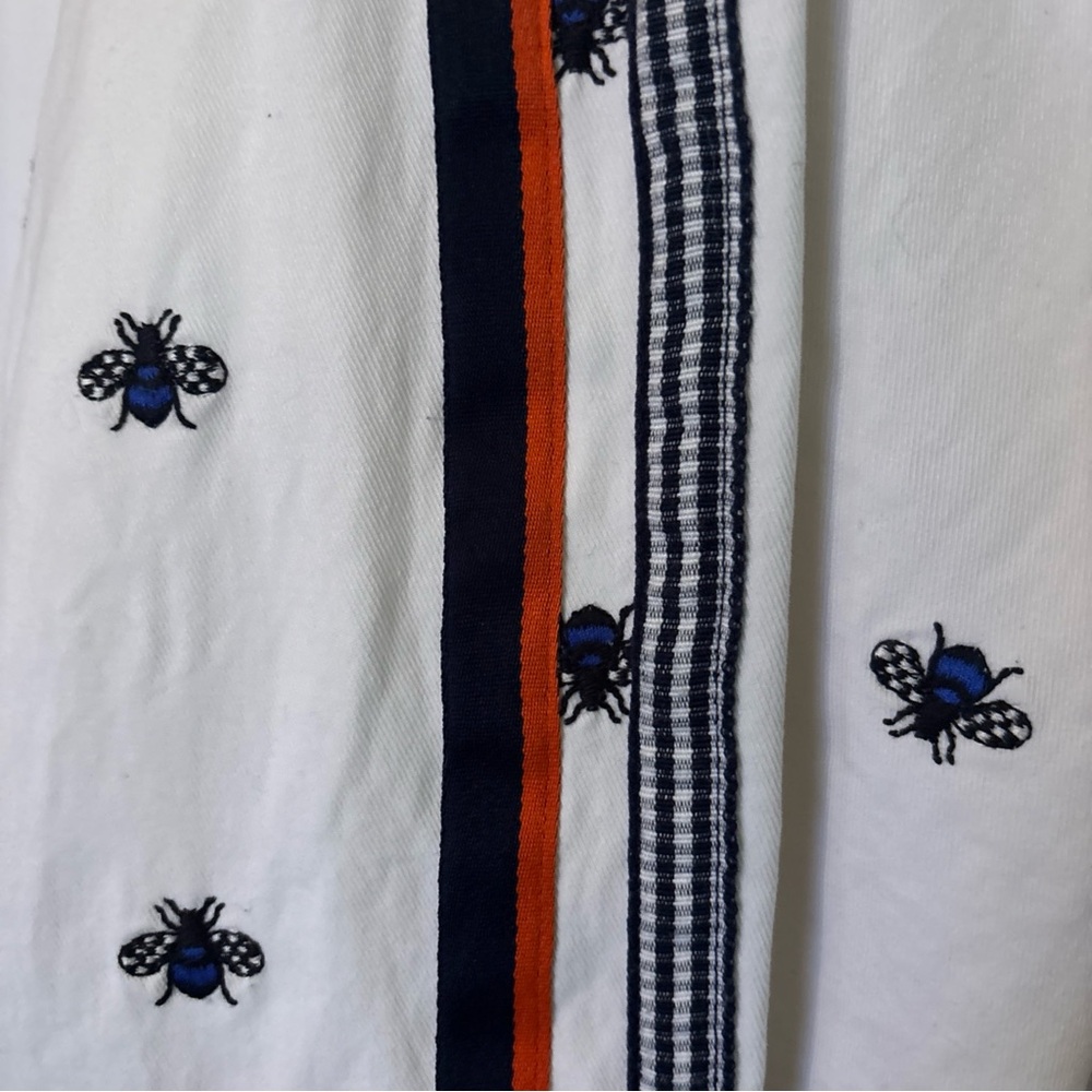 Anthropologie Navy & White Cropped Wide-Leg Pants with Side Stripe - Picture 3 of 8